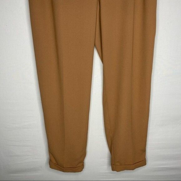 Bar III Brown Camel Pleated Front High Rise Elastic Waist Cuffed Pants M - Picture 4 of 8